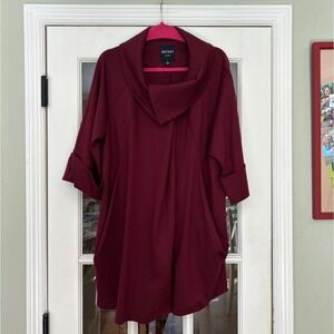 NWT Insight New York Pointe Cowl Coat Wine Geometric Mid-Length 18 Orig. $268